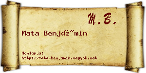 Mata Benjámin névjegykártya