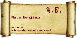 Mata Benjámin névjegykártya